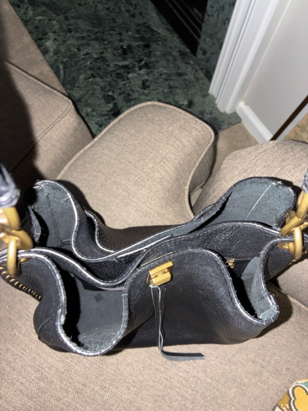 Rebecca Minkoff Black Pebbled Leather Shoulder Bag with Brass Hardware MSRP $378 - Picture 12 of 16
